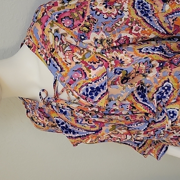 Melissa PAIGE 1990s Rainbow Ruffle Paisley Broomstick Tunic Small - Picture 4 of 10